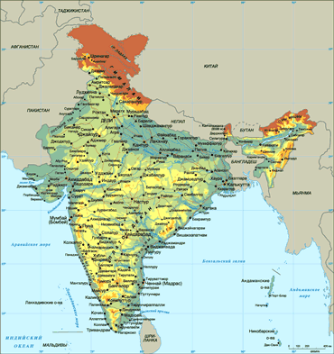 Туристическая карта Индии